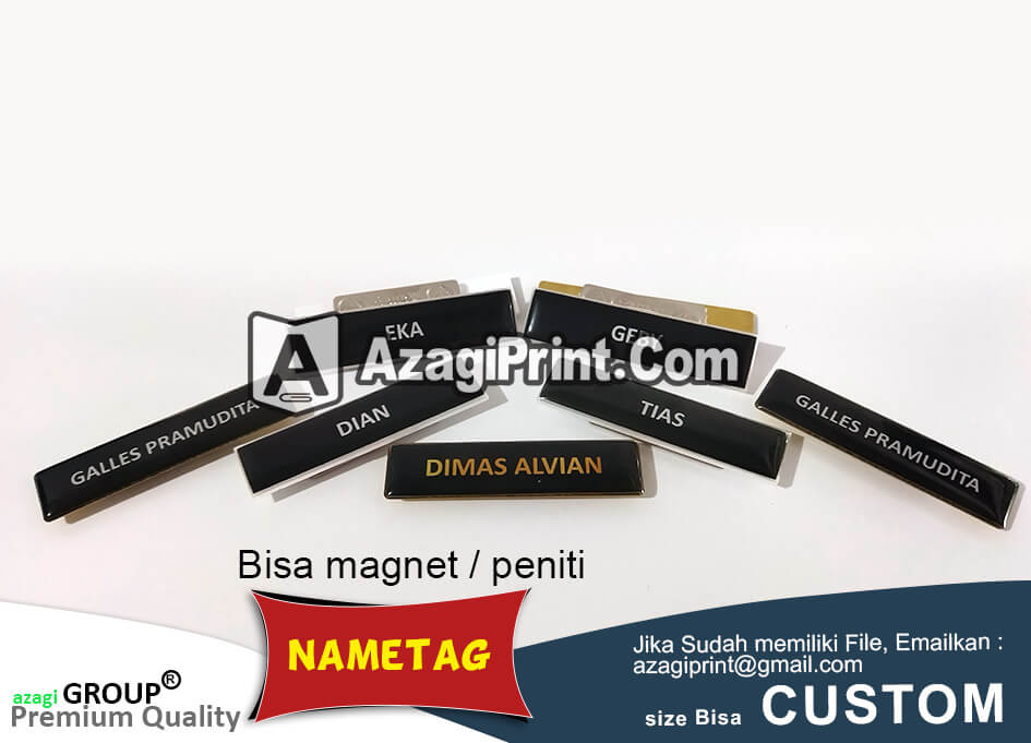 Cetak Nametag & Papan Nama Dada Size 8x2 cm Resin dan Stiker di jakarta barat