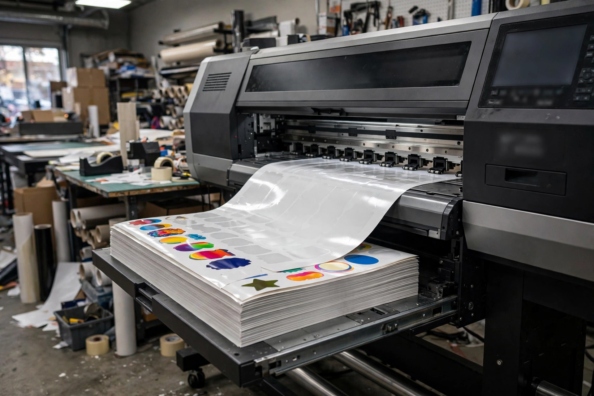 Proses cetak stiker vinyl di mesin digital printing